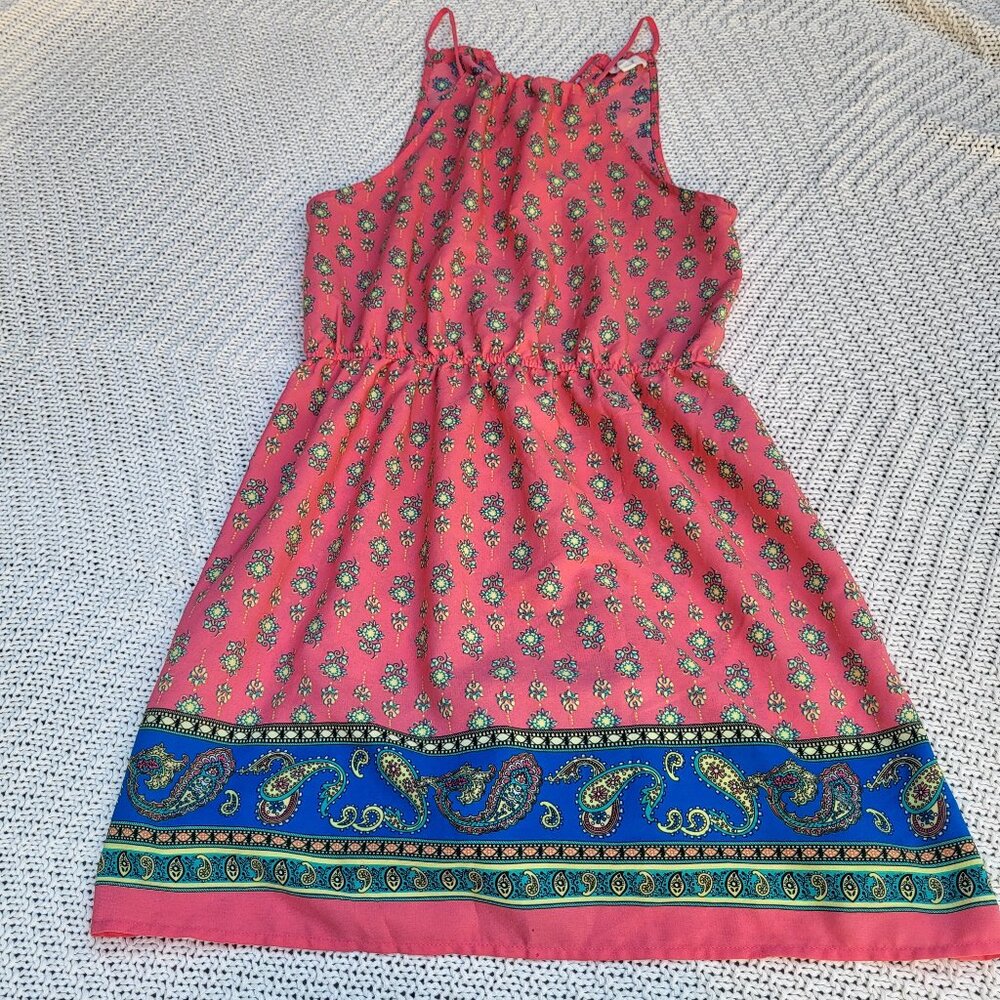 Halter Summer Dress Size Medium Elastic Waist Paisley